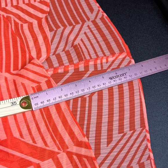 NWT Tommy Hilfiger Women's Coral Stripe Hi-Lo Faux Wrap Dress Tie Sleeve Size 8 - Picture 12 of 13